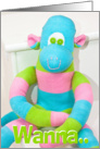 Wanna.. BIRTHDAY PARTY (Sherbert sock monkey) card