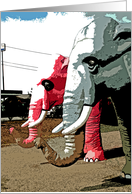 Elephants, a roadside attraction card