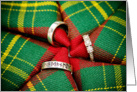 Thank you! Rings on backdrop of Celtic tartans card