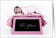 Will you be our Godparent? (Baby on box) card