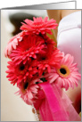 Pink Daisy Bouquet held by Bride card