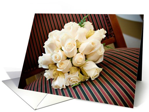 Rose wedding bouquet on chair card (417643)