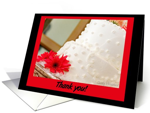 Thank you--Cake decorator (Wedding cake w/pink daisy) card (417673)