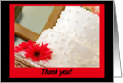 Thank you--Cake decorator (Wedding cake w/pink daisy) card