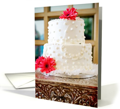 Blank  (Wedding cake w/pink daisy, vert) card (417719)