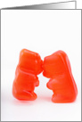 Kissing red gummy bears card