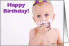 Happy birthday! From Coworkers (baby with cake on face) card