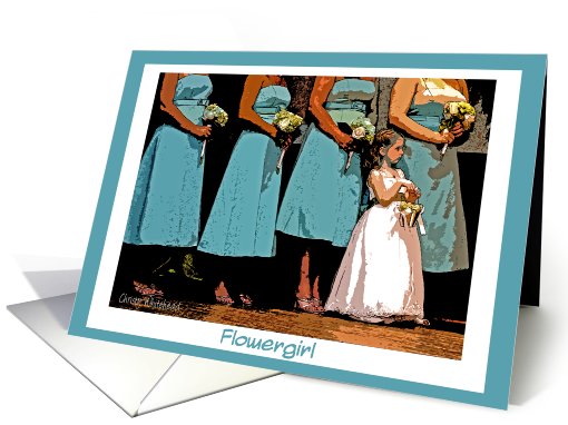 Flower girl (Aqua bridesmaids w/flower girl) card (417918)