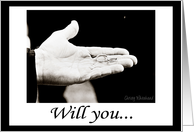 Will you...best man/best friend (Officiant holding rings in B&W) card