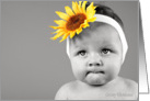 B&W baby with color Sunflower head band card