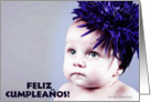 Feliz Cumpleanos (baby w/blue flower) card