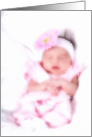 Newborn with pink flower headband card