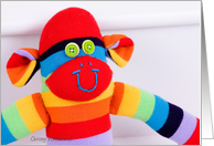 Colorful sock monkey card