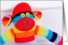 Colorful sock monkey card