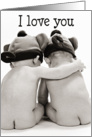 I love you (Naked babies, monkey hats) card