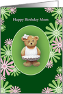 Mom Birthday Card, Teddy Bear Ballet Dancer, Custom Text card