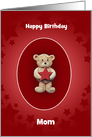 Mom Birthday Card,Teddy Bear Holding A Red Star, Custom Text card