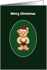 Merry Christmas Teddy Bear Santa & Gold Heart Card, Custom Text card