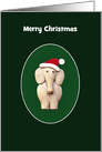 Merry Christmas Elephant & Santa’s Hat, Custom Text card