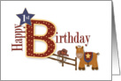 Cowboy 1st Birthday Horse, Rope, Cowboy Hat and Bandanna card