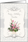 Pink Roses Bouquet for Grandma Happy Birthday card