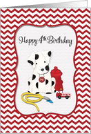 Fireman 4th Happy Birthday Dalmatian Puppy Card