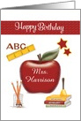 Personalized Teacher Birthday Card
