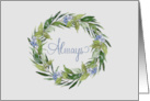 Always Remembered Palm Flower Sympathy Wreath card