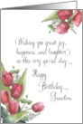 Red Tulips Watercolor Happy Birthday Grandma card