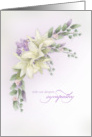 Our Sympathy White Lillies and Iris Watercolor in Lavender Hues card