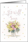 Pink and Yellow Lily Get Well Soon Hand Painted Script card