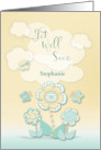 Personalied Get Well Soon Flowers Butterflies Cloud Shades Teal Yellow card