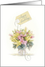 Happy Birthday Special Delivery Pink and Yellow Lilies Floral Bouquet card