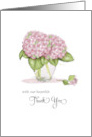 Heartfelt Sympathy Thank You Pink Hydrangea Watercolor Bouquet card
