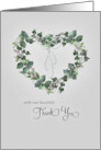 Heartfelt Sympathy Thank You Ivy Eucalyptus White Flowers Heart Wreath card