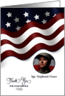 Military Photo Personalized Thank You For Service Waving Flag Stars card