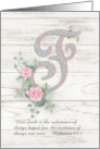 Faith Pink Roses Bouquets Personalized Scripture Whitewashed Barnwood card