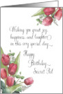 Happy Birthday Secret Pal Bouquet Red Tulips Watercolor card