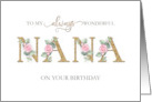 Nana Happy Birthday Pink Roses Floral card