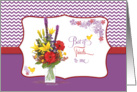 Chevron Best of Friends Bouquet in Red and Purple card