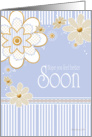 Get Well Chevron Flowers in Corral and Blue with Stripes card
