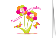 Bright Brighter Brightest Orange, Lime Green & Hot Pink 5th Birthday card