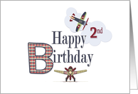 Plaid Airplanes for Little Pilot’s 2nd Birthday card