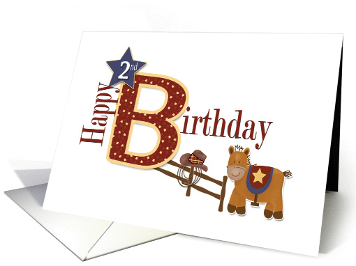 Horse and Rope Cowboy 2nd Birthday card (1441102)