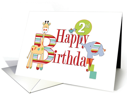 Saffari 2nd Birthday with Elephant and Giraffe card (1441104)