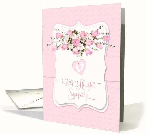 Baby Girl Heartfelt Sympathy Pink Roses and Little Toes card (1443894)