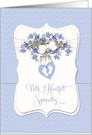 Baby Boy Sympathy Blue Flower Bouquet with Heart and Tiny Feet card