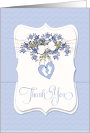 Baby Boy Sympathy Thank You Blue Flower Bouquet Heart and Tiny Feet card