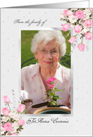 Sympathy Photo Memorial Thank You Pink Rose and Silver card