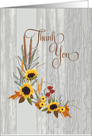 Fall Sunflower Bouquet Thank You Sympathy card